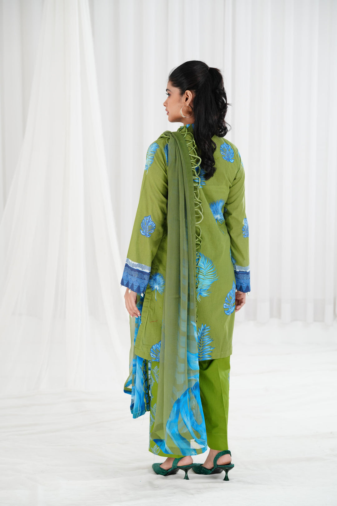 Lawn Green Stitched Suit - Maria B Eid Basic
