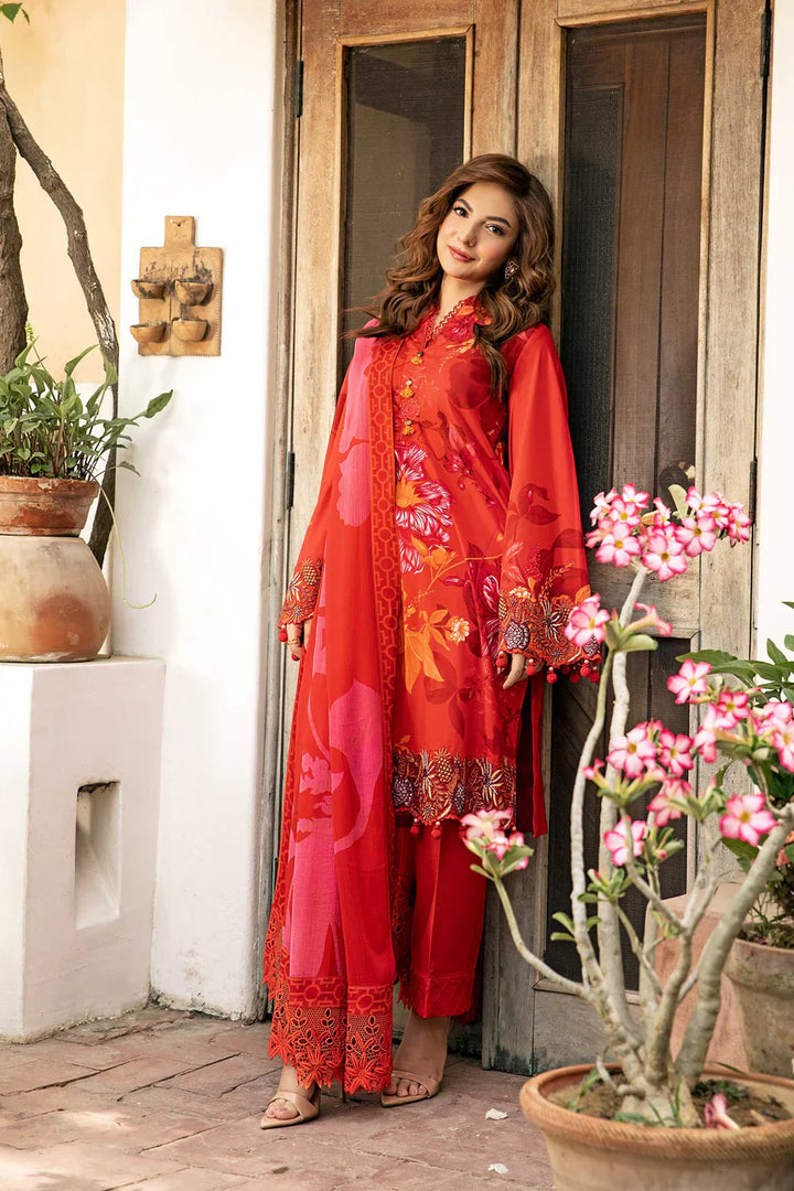 Lawn Orange Stitched Suit - Maria B Eid Basic