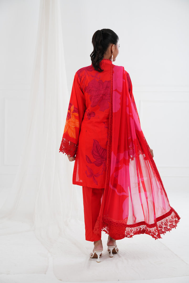Lawn Orange Stitched Suit - Maria B Eid Basic