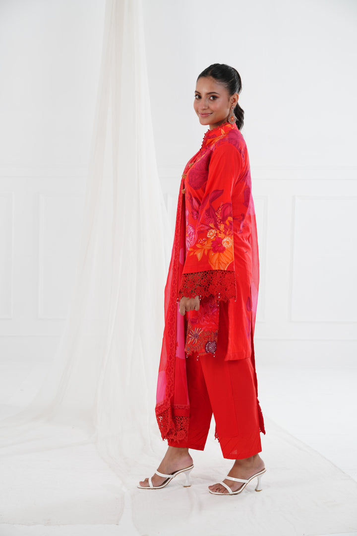 Lawn Orange Stitched Suit - Maria B Eid Basic