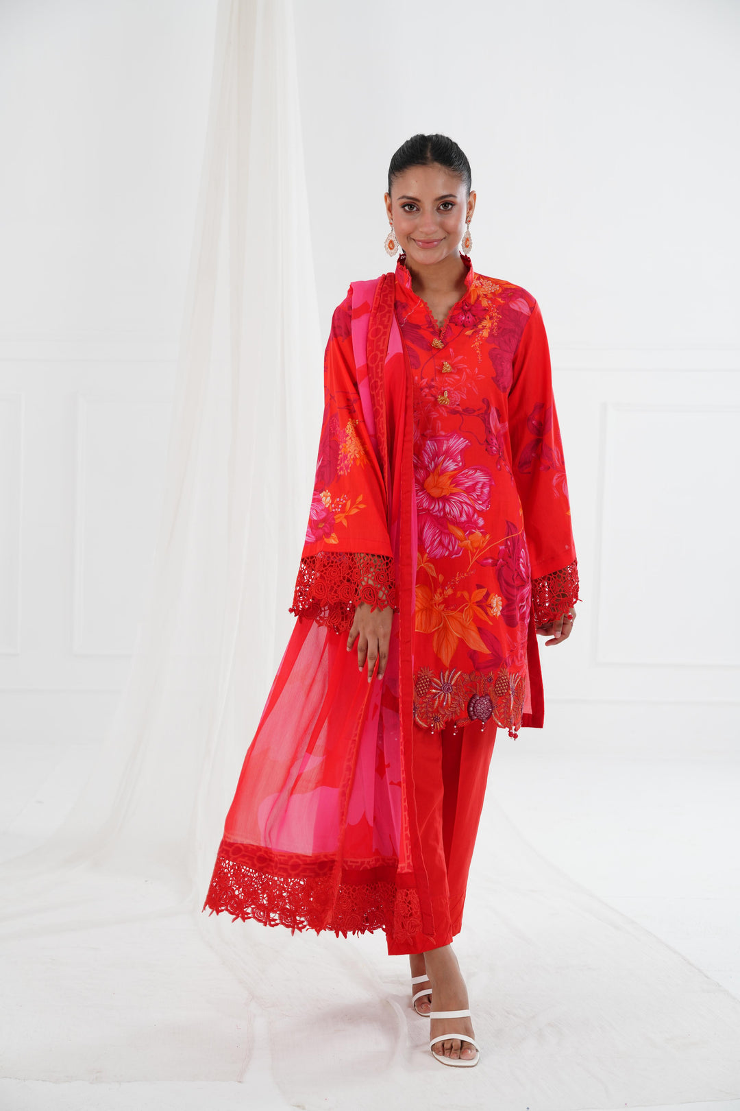 Lawn Orange Stitched Suit - Maria B Eid Basic