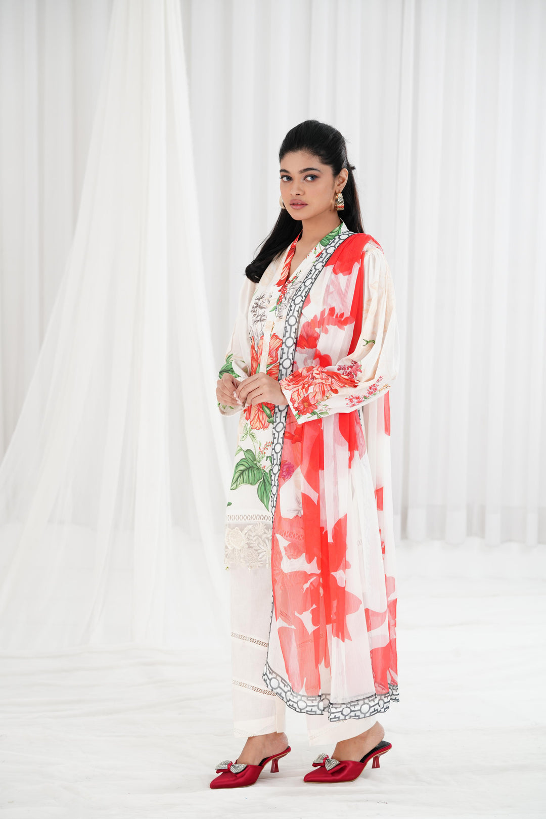 Lawn Cream Stitched Suit - Maria B Eid Basic