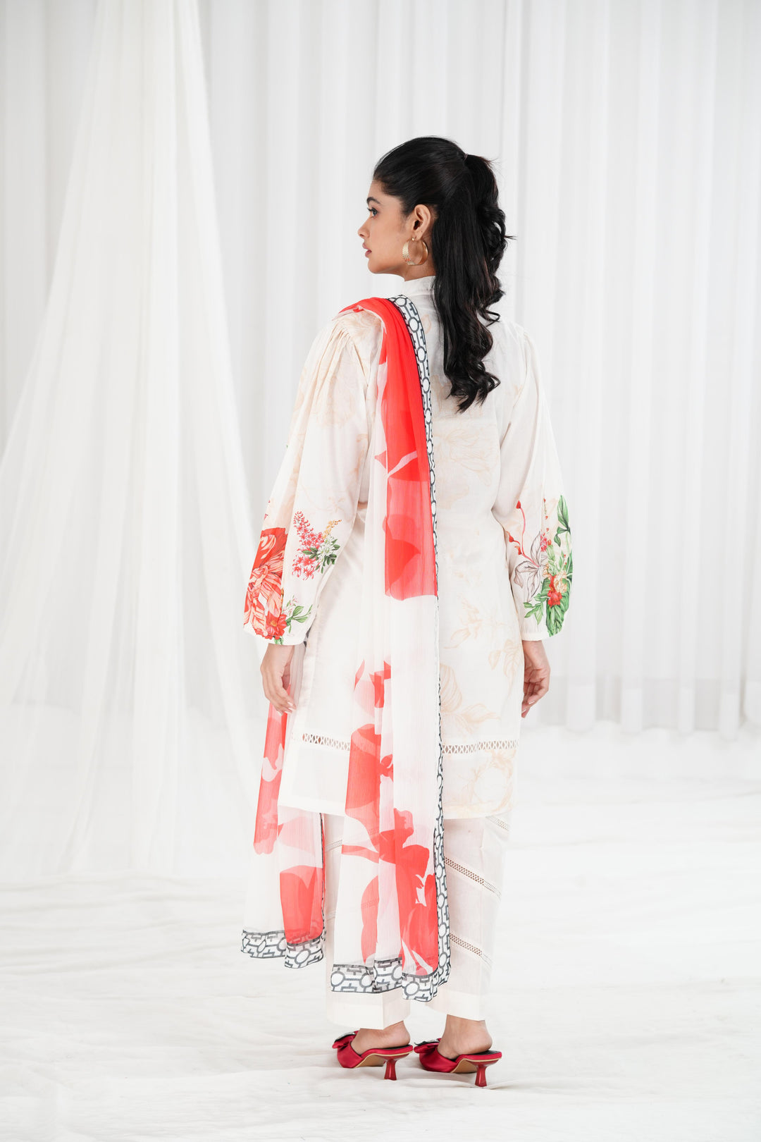 Lawn Cream Stitched Suit - Maria B Eid Basic
