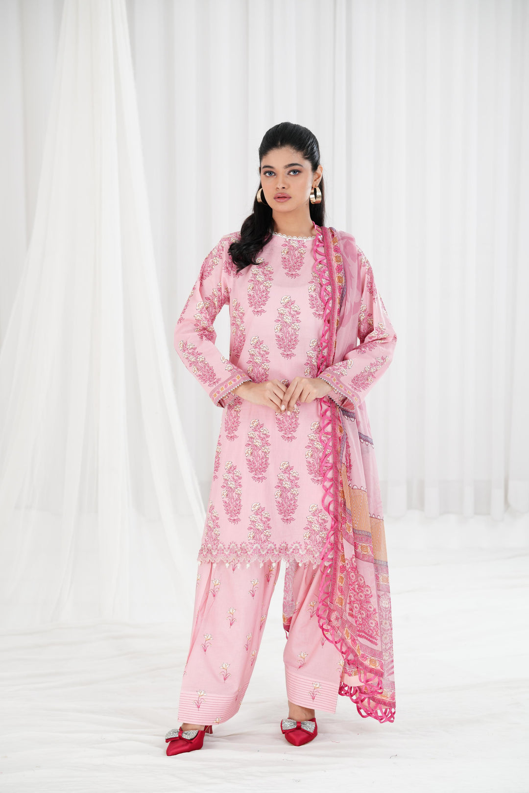 Lawn Pink Stitched Suit - Maria B Eid Basic