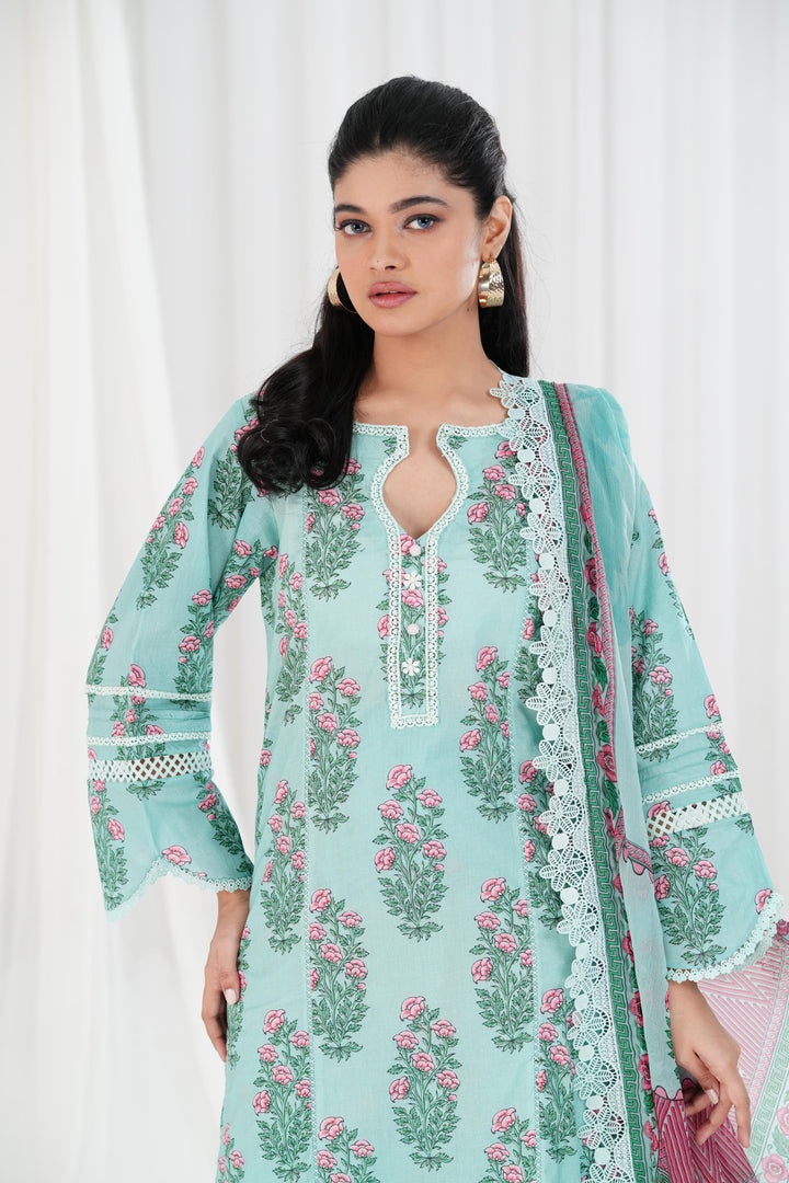 Lawn Green Stitched Suit - Maria B Eid Basic