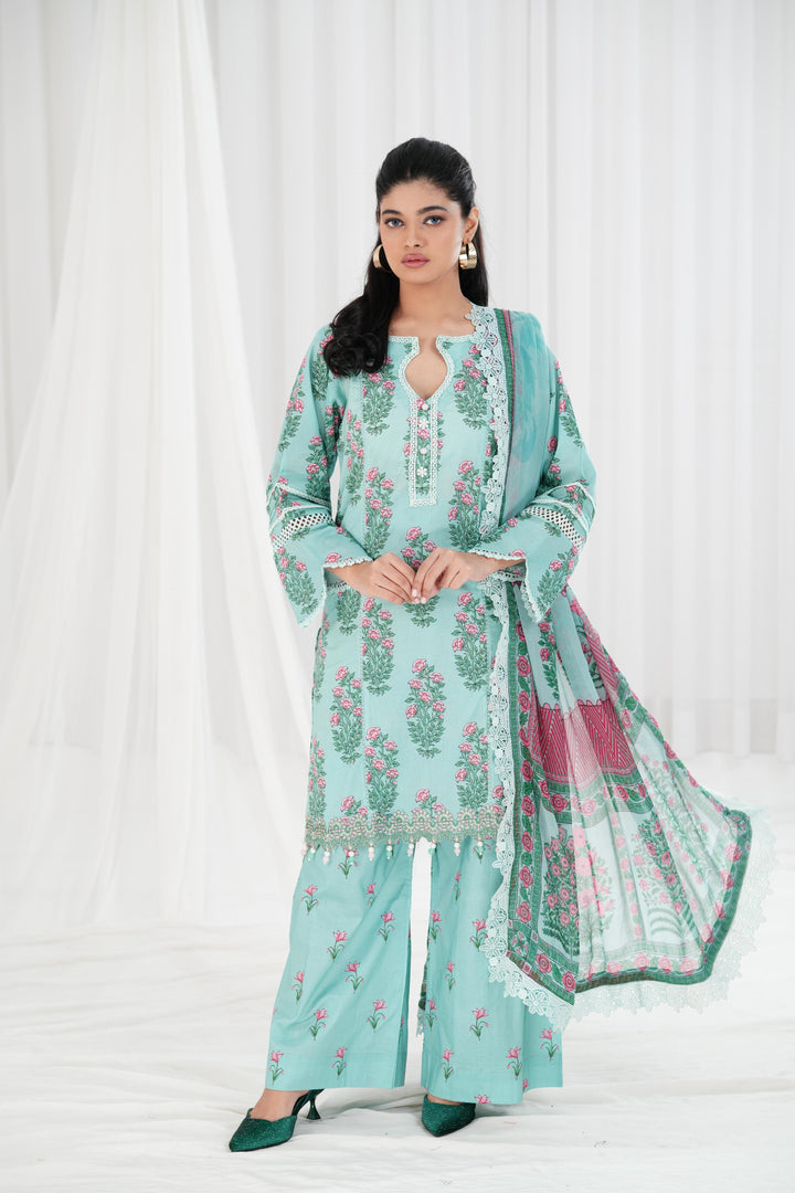 Lawn Green Stitched Suit - Maria B Eid Basic