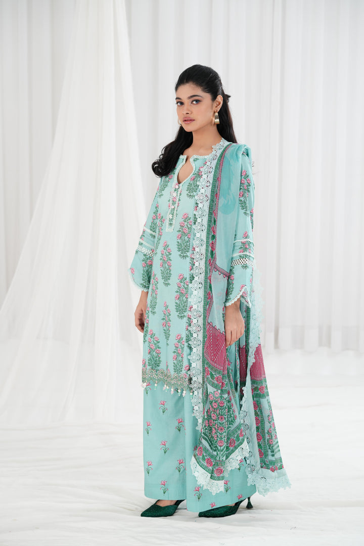 Lawn Green Stitched Suit - Maria B Eid Basic