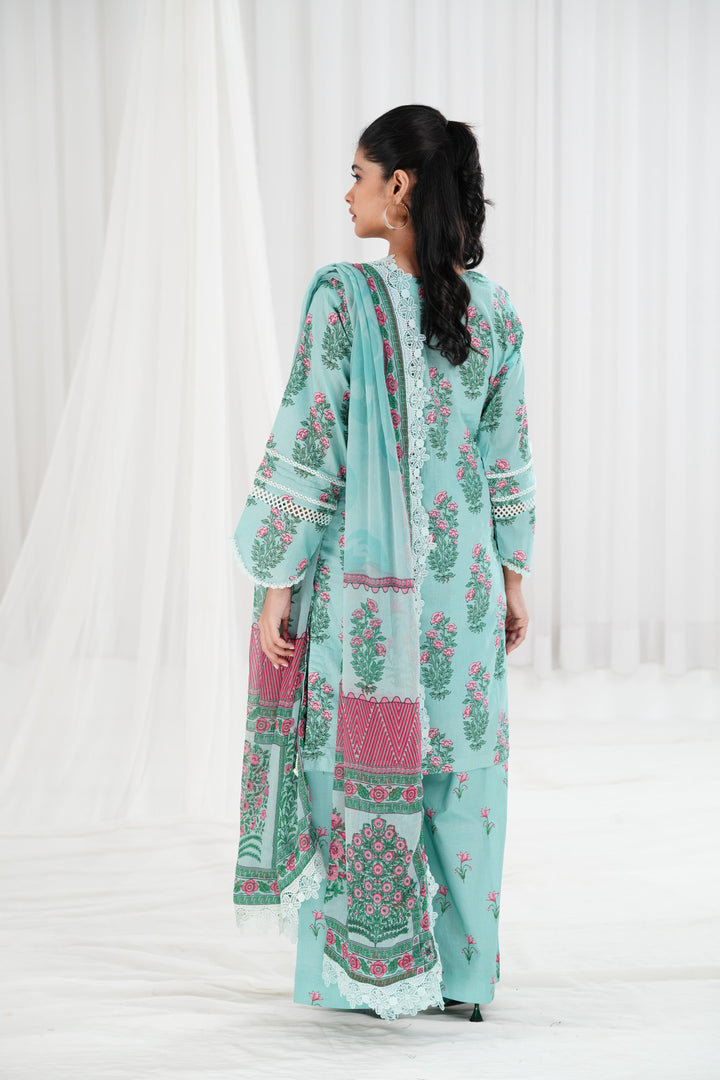 Lawn Green Stitched Suit - Maria B Eid Basic