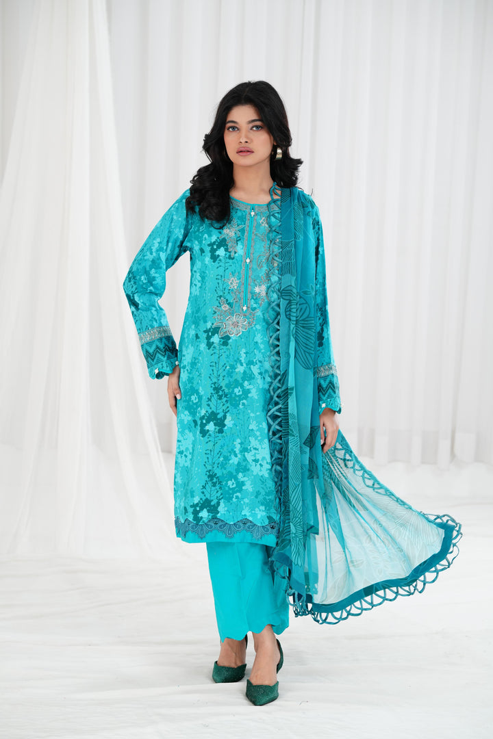 Lawn Sea Green Stitched Suit - Maria B Eid Basic