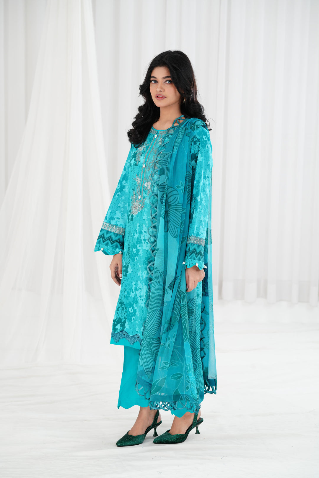 Lawn Sea Green Stitched Suit - Maria B Eid Basic