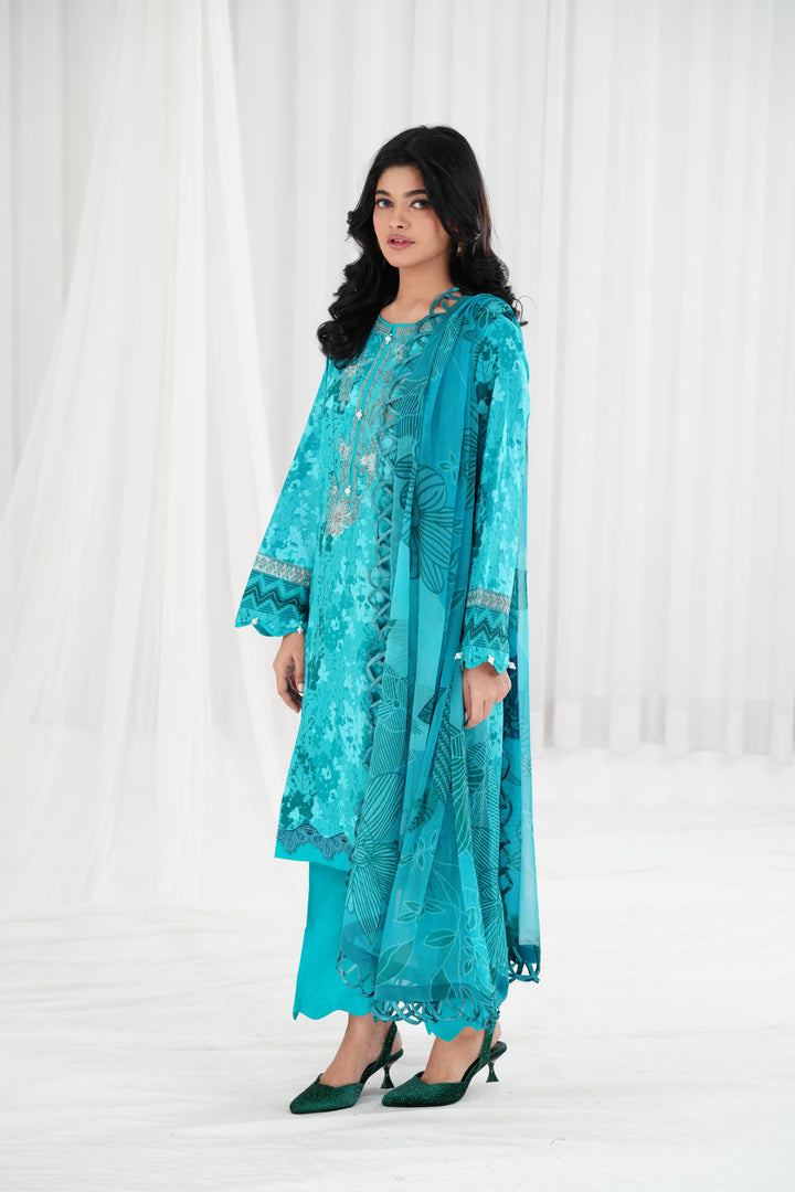 Lawn Sea Green Stitched Suit - Maria B Eid Basic