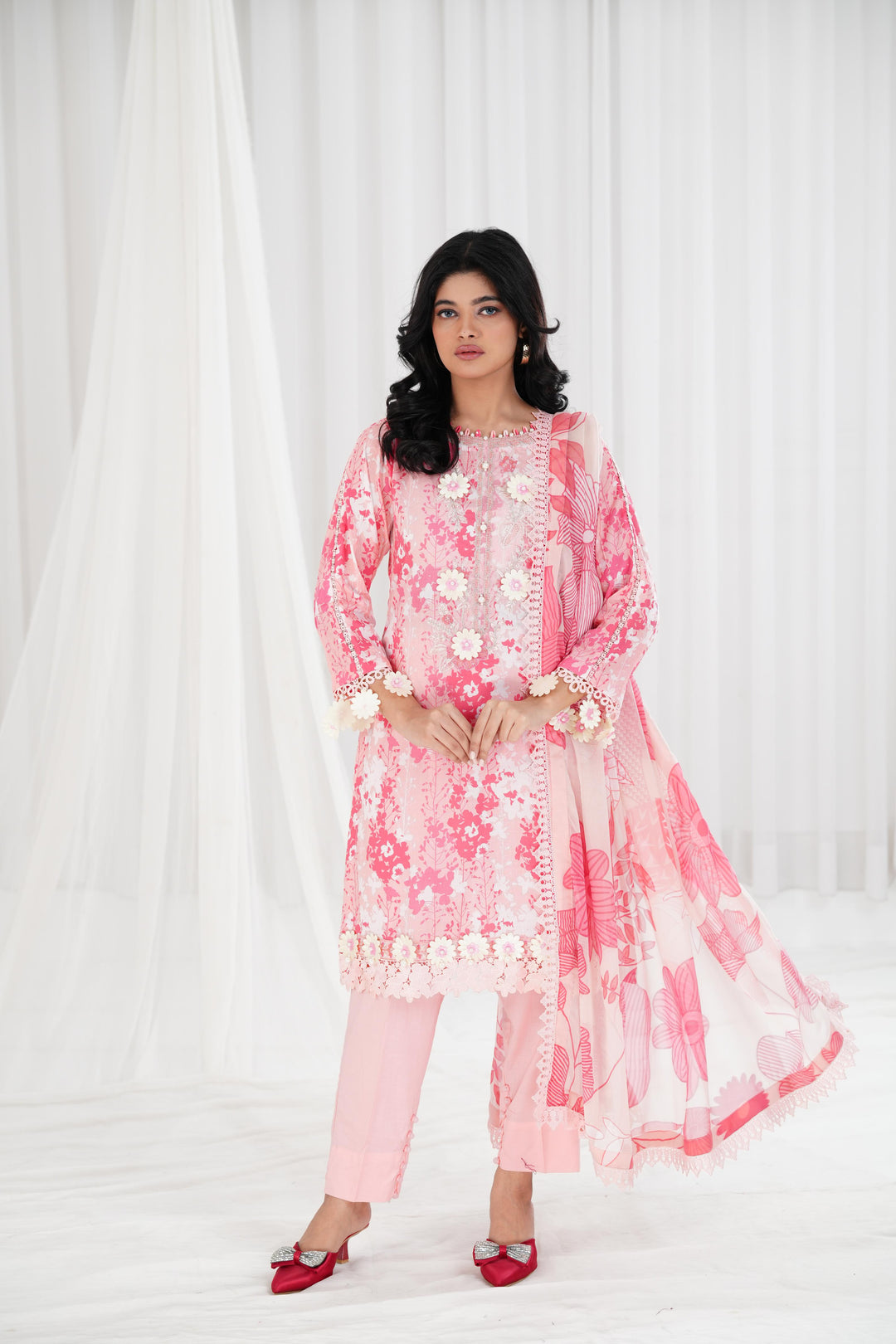 Lawn Pink Stitched Suit - Maria B Eid Basic