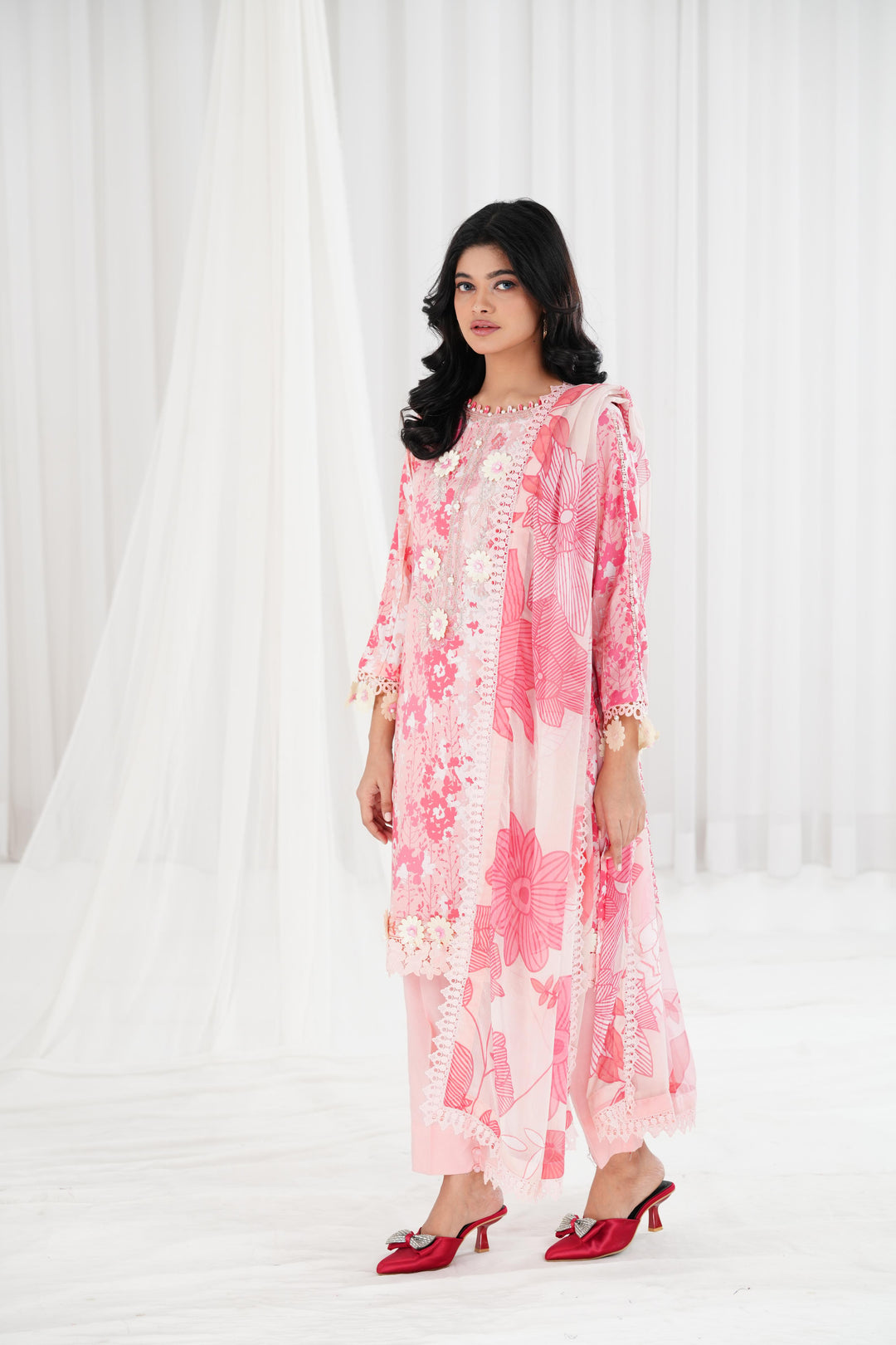 Lawn Pink Stitched Suit - Maria B Eid Basic