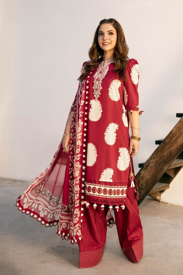Lawn Maroon Stitched Suit - Maria B Eid Basic