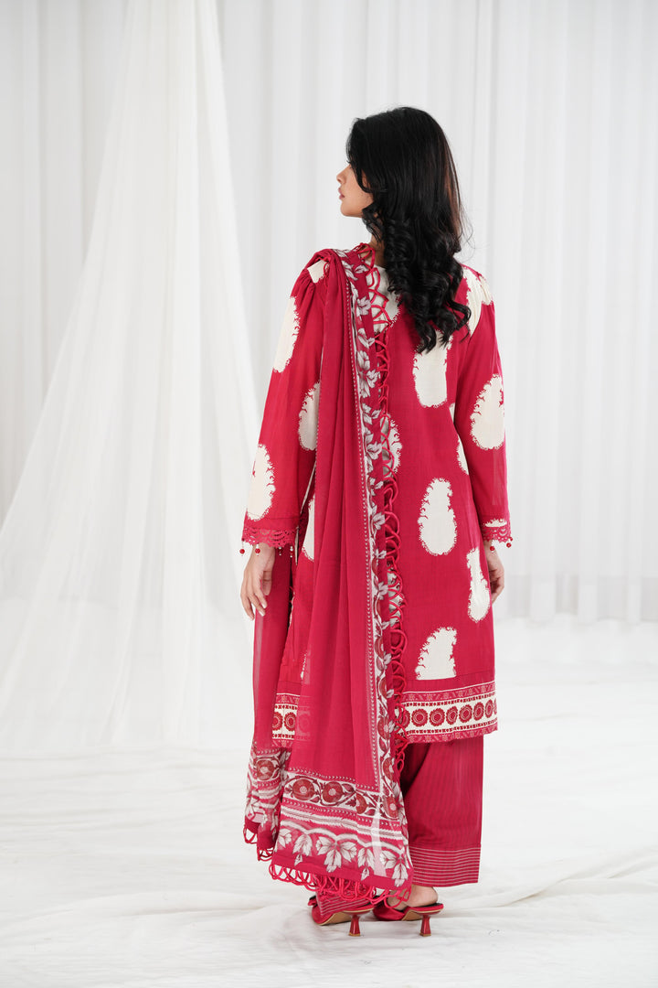 Lawn Maroon Stitched Suit - Maria B Eid Basic