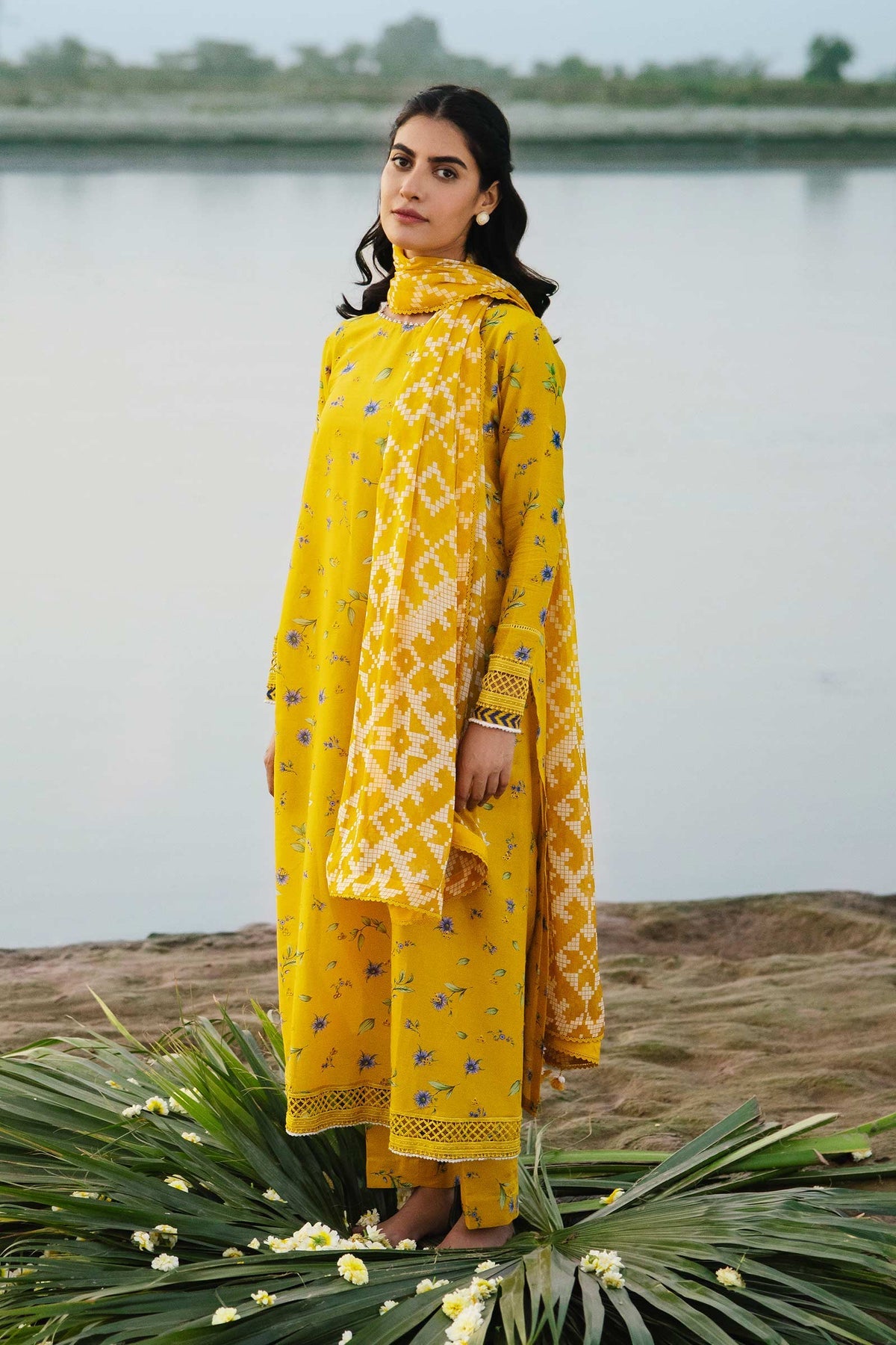 Lawn Yellow Stitched Suit - Maria B M Basics