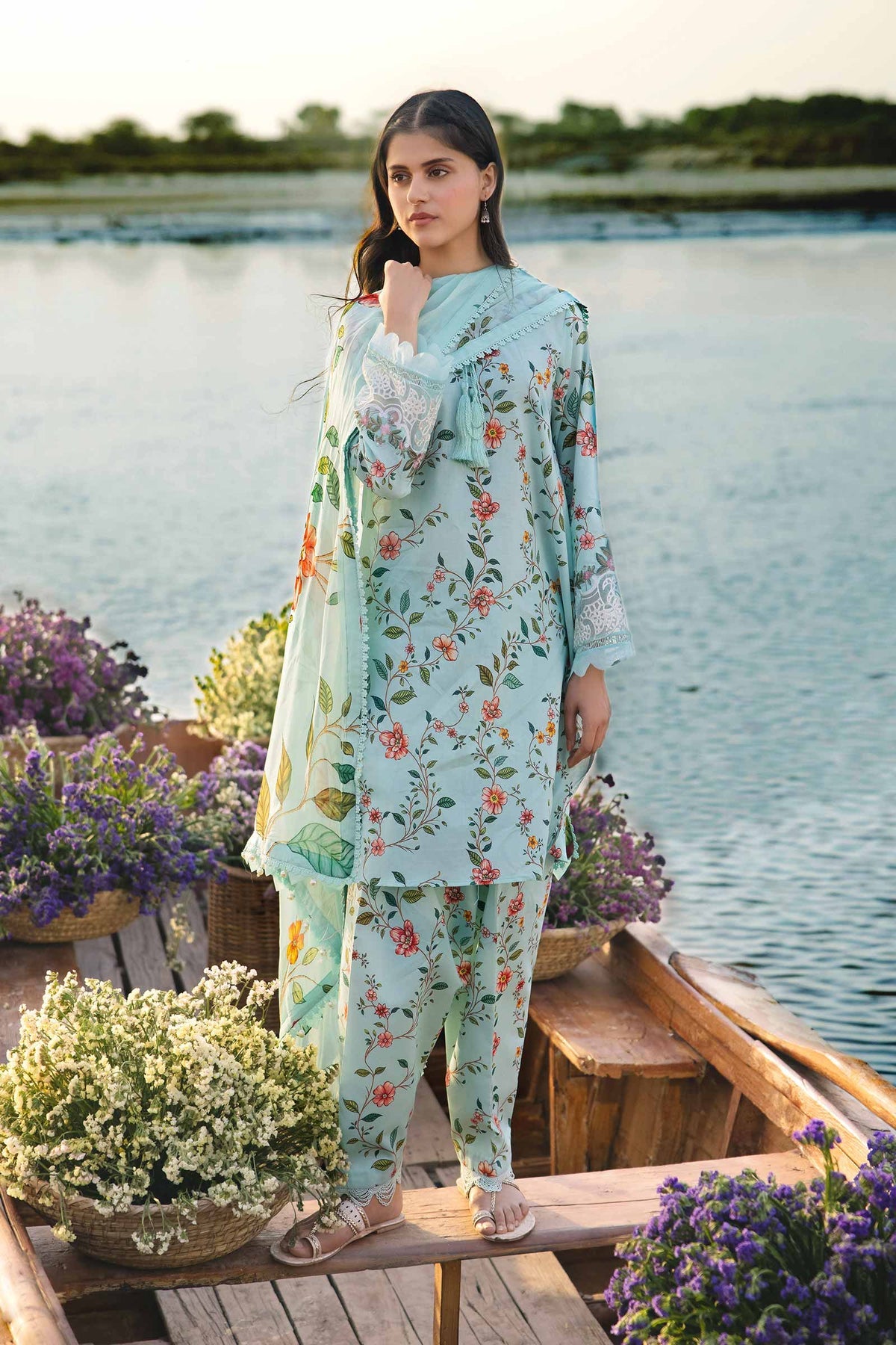 Lawn Light Green Stitched Suit - Maria B M Basics