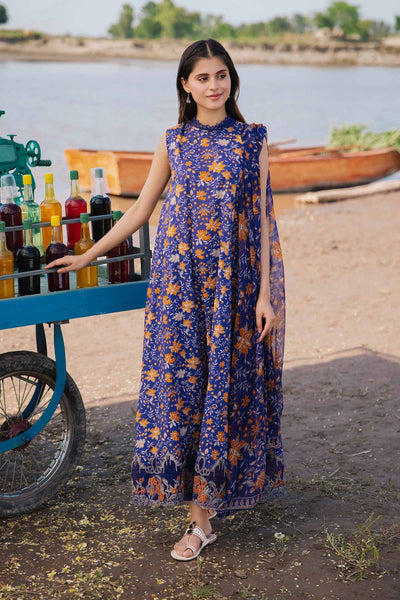 Lawn Blue Stitched Suit - Maria B M Basics