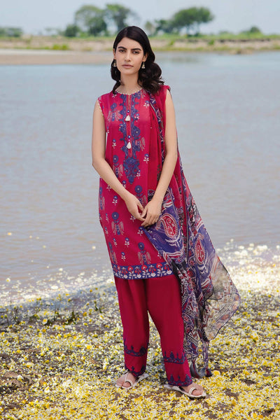 Lawn Maroon Stitched Suit - Maria B M Basics