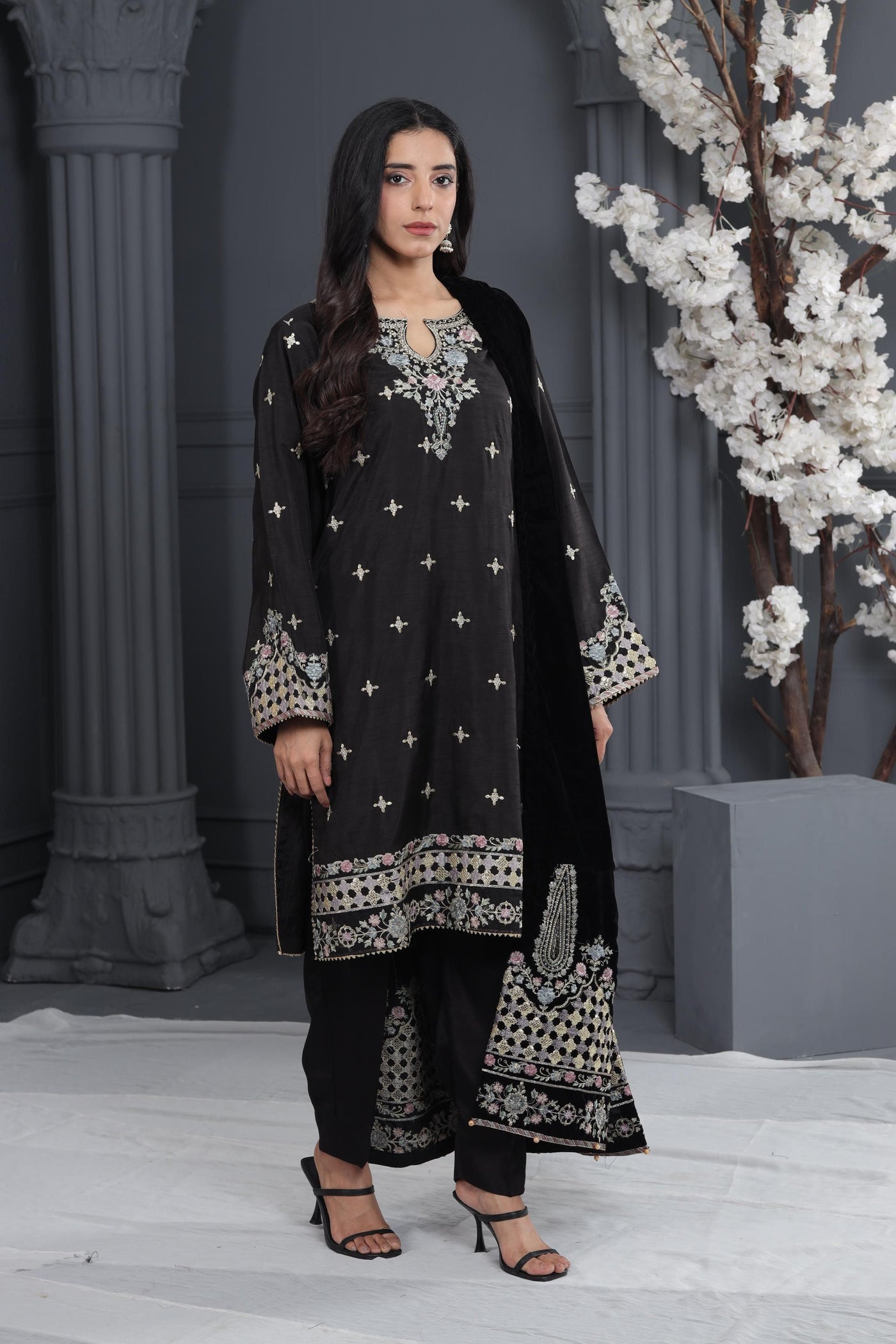 Design 1 - Maria B Festive Embroidered Stitched