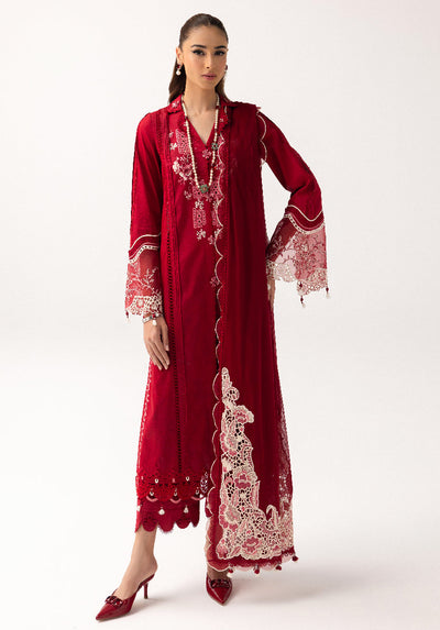 Lawn Red Stitched Suit - Qalamkar