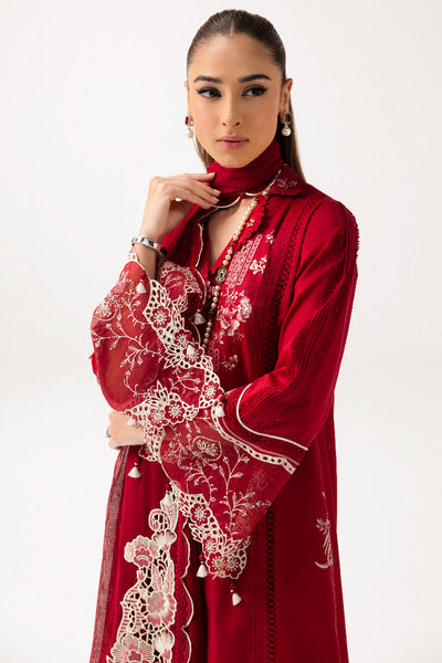 Lawn Red Stitched Suit - Qalamkar