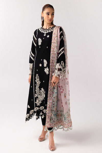 Jacquard Weaved Lawn Black Stitched Suit - Qalamkar