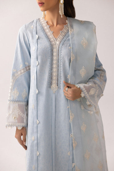 Jacquard Weaved Lawn Grey Stitched Suit - Qalamkar