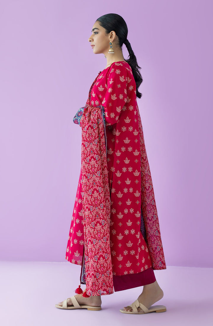 Lawn Red Unstitched Suit - Orient