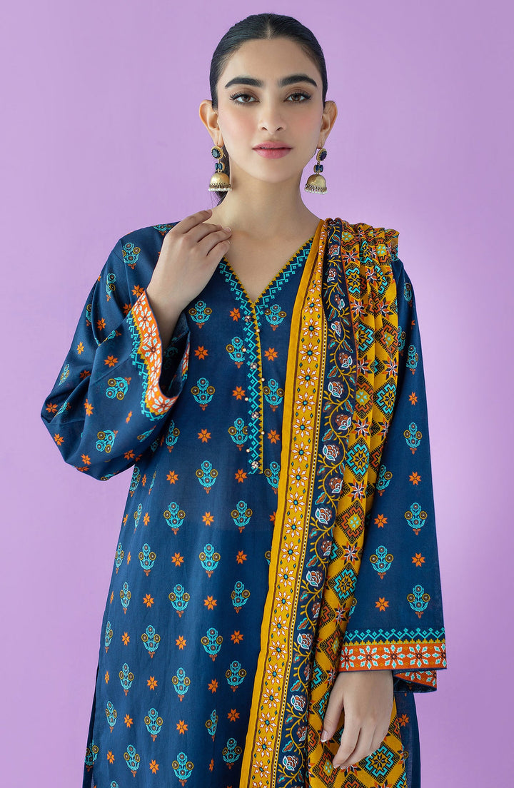 Lawn Blue Unstitched Suit - Orient