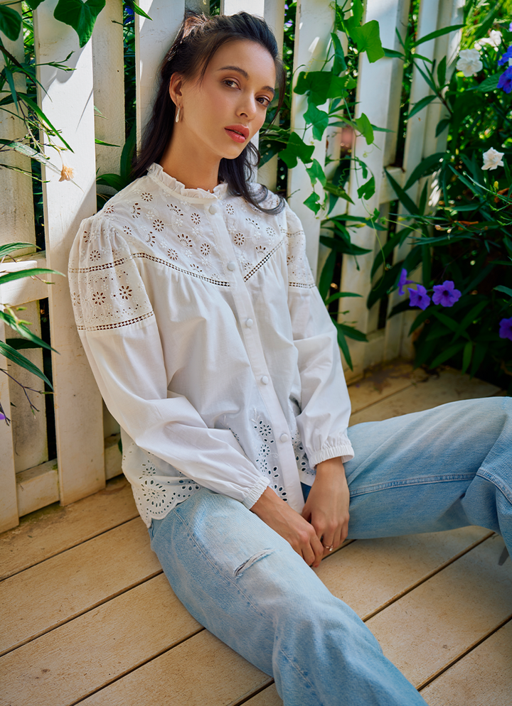 Pure Cotton White Kurti - Image