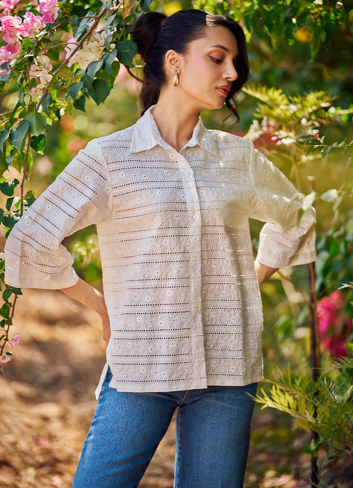 Pure Cotton White Kurti - Image