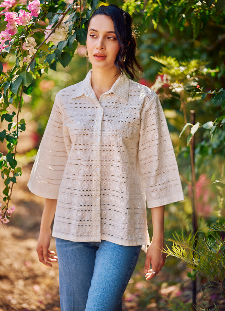 Pure Cotton White Kurti - Image