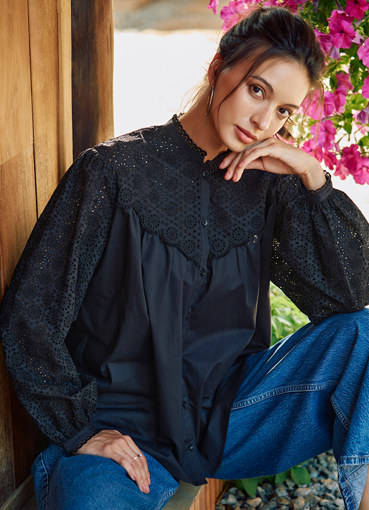 Pure Cotton Black Kurti - Image