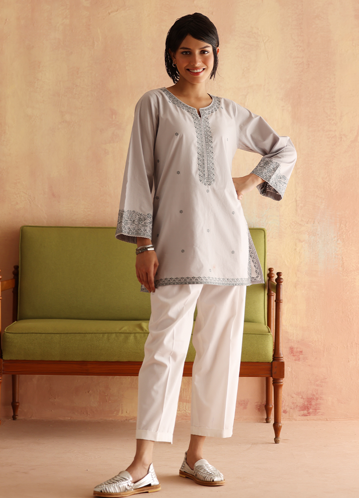 Pure Cotton Grey Kurti - Image