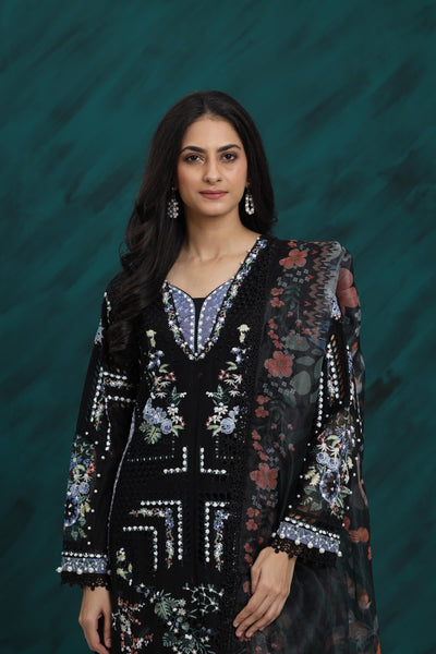 Midnight Muse - Afrozeh Garden Embroidered Stitched