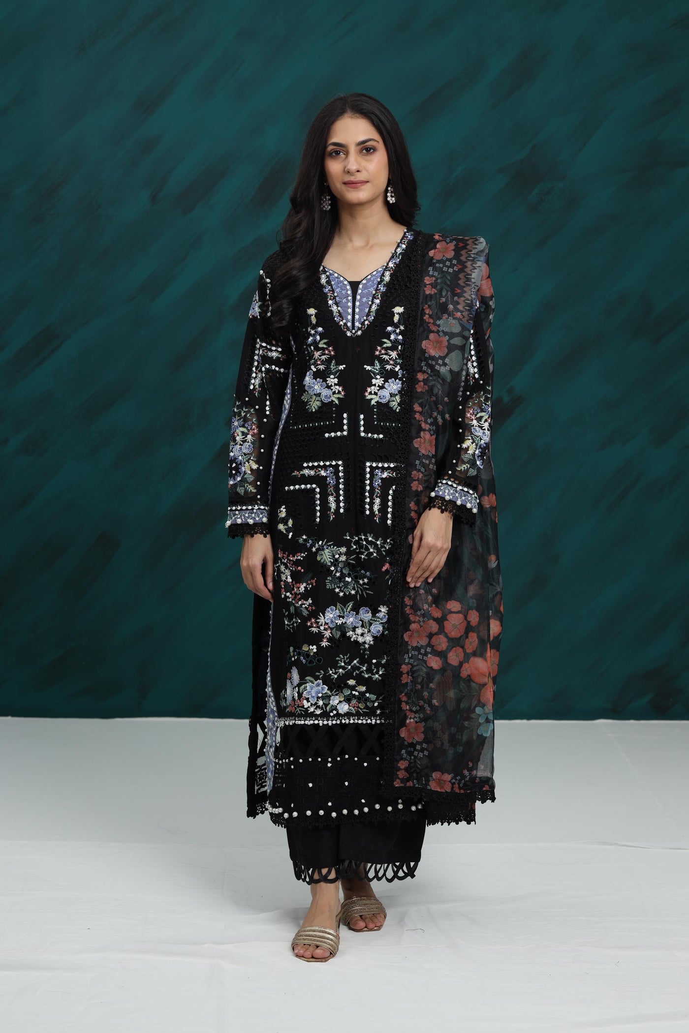 Midnight Muse - Afrozeh Garden Embroidered Stitched