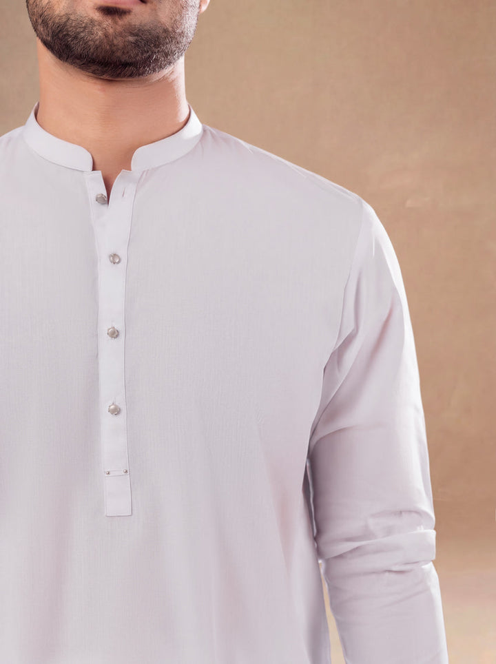 Cotton White Kameez Shalwar - Bonanza
