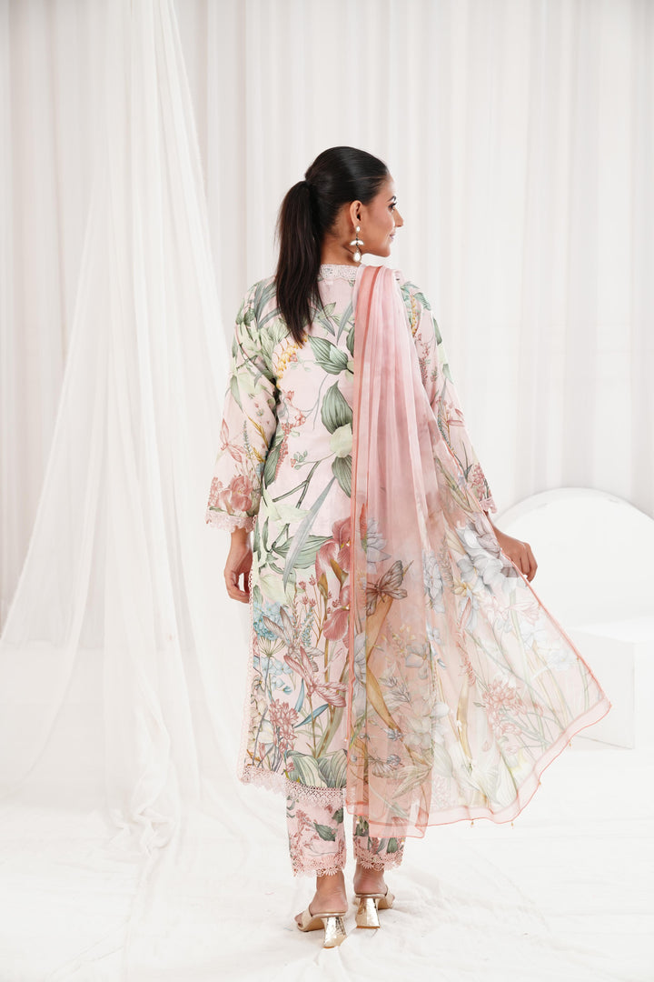 Printed Lawn Peach Stitched Suit - Maria B M Prints