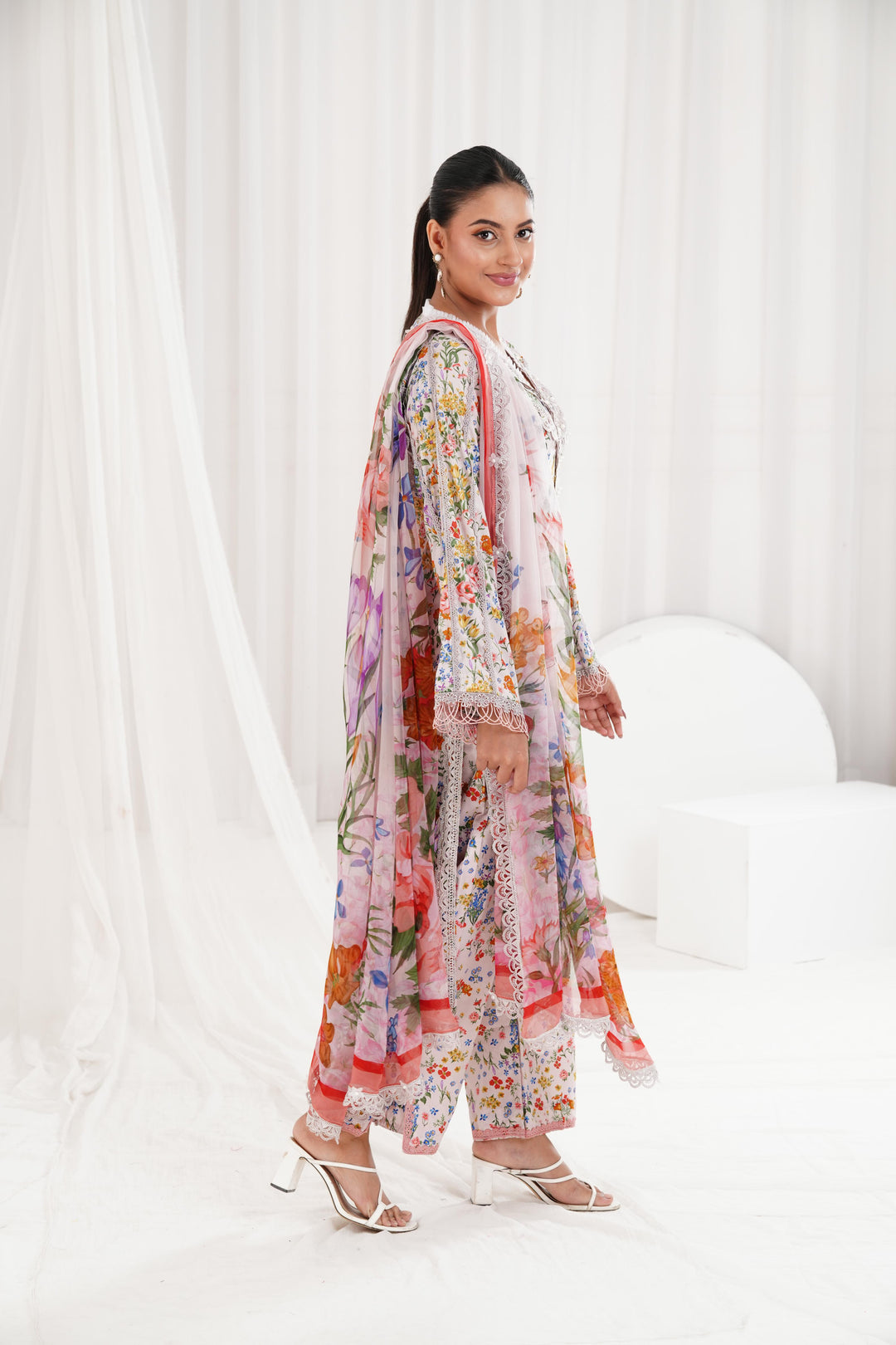 Printed Lawn Beige Stitched Suit - Maria B M Prints