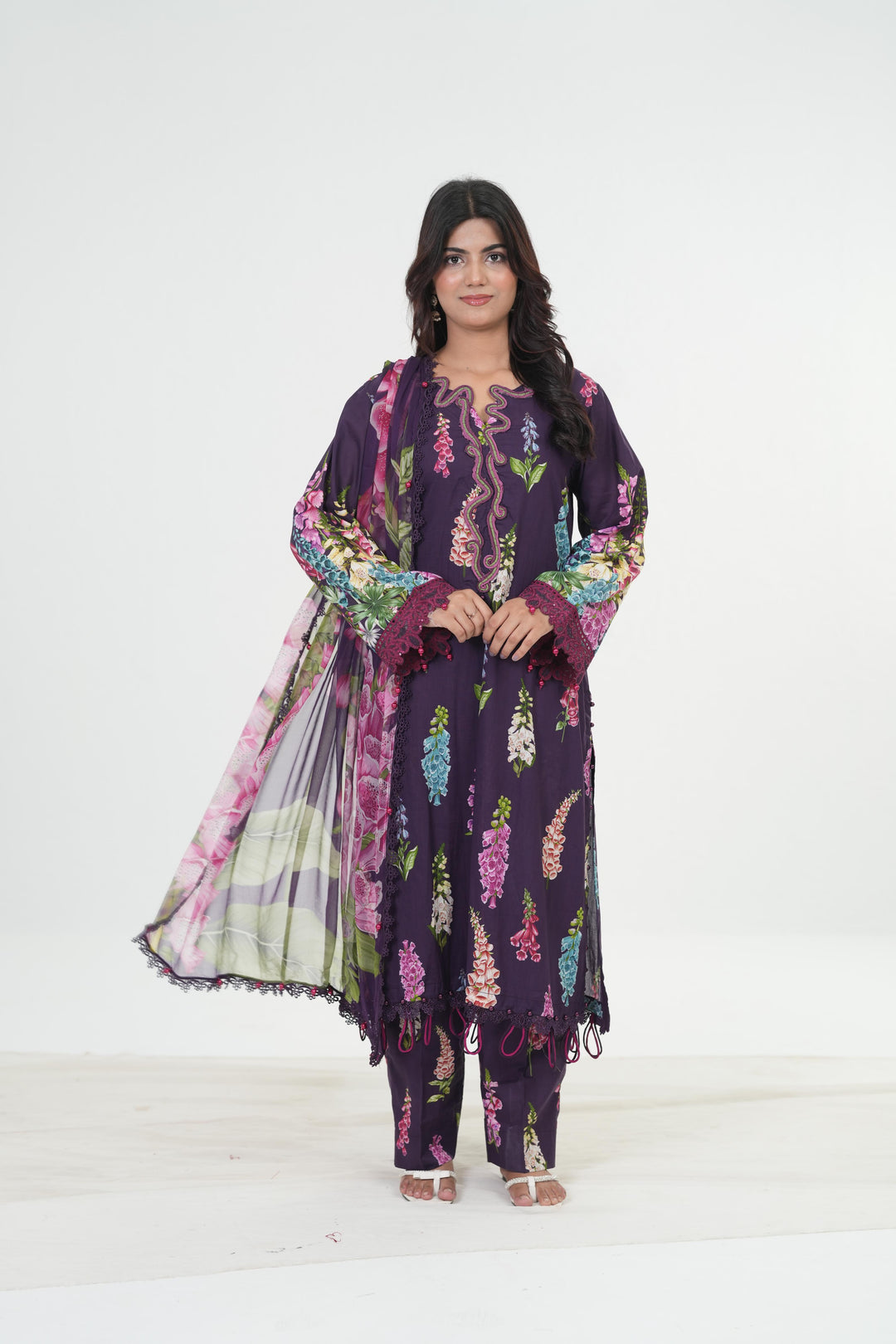 Embroidered Lawn Stitched Suit - Maria B M Print '26