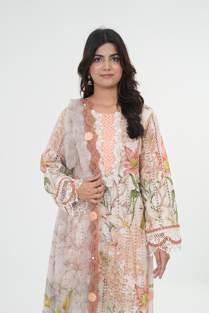 Embroidered Lawn Stitched Suit - Maria B M Print '26