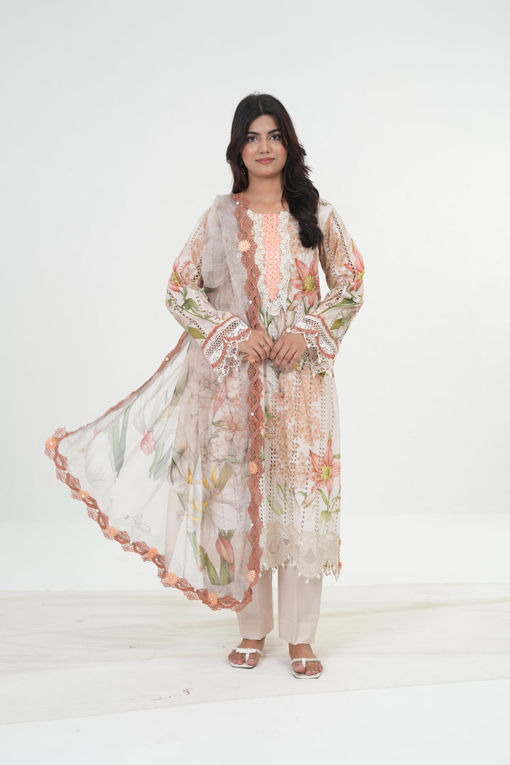 Embroidered Lawn Stitched Suit - Maria B M Print '26