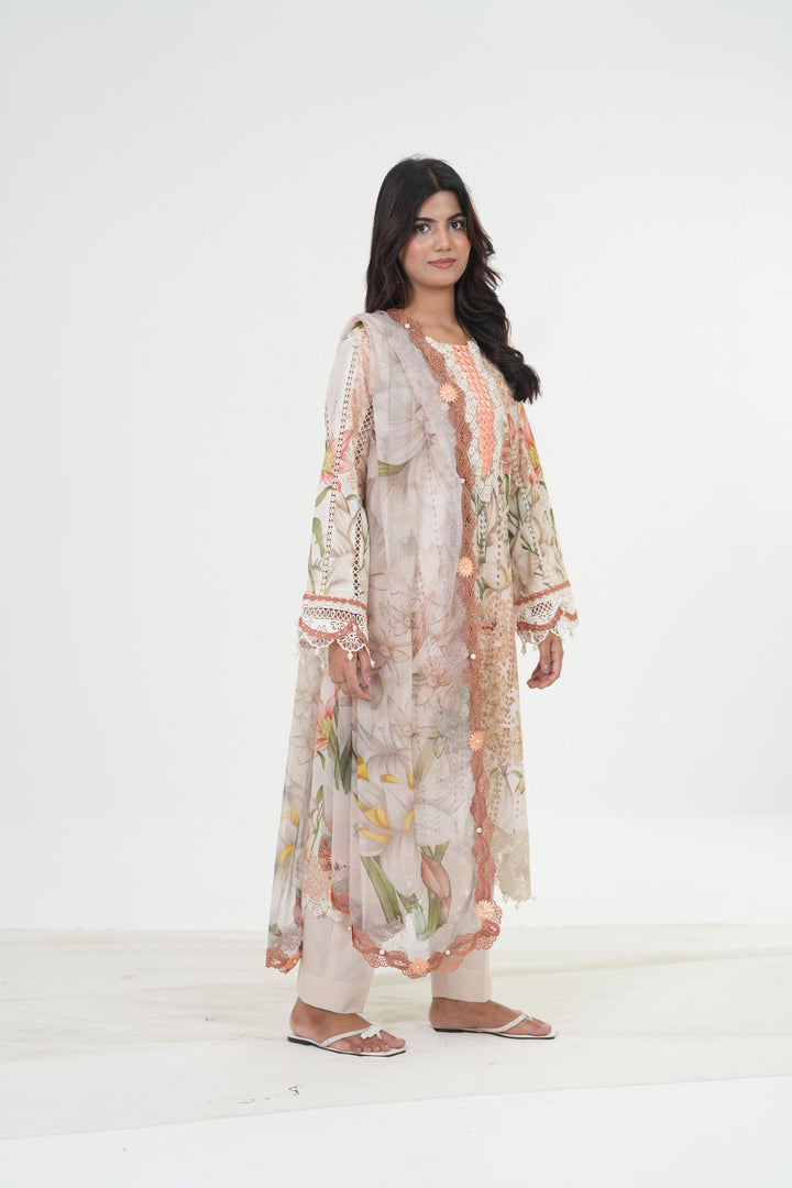 Embroidered Lawn Stitched Suit - Maria B M Print '26
