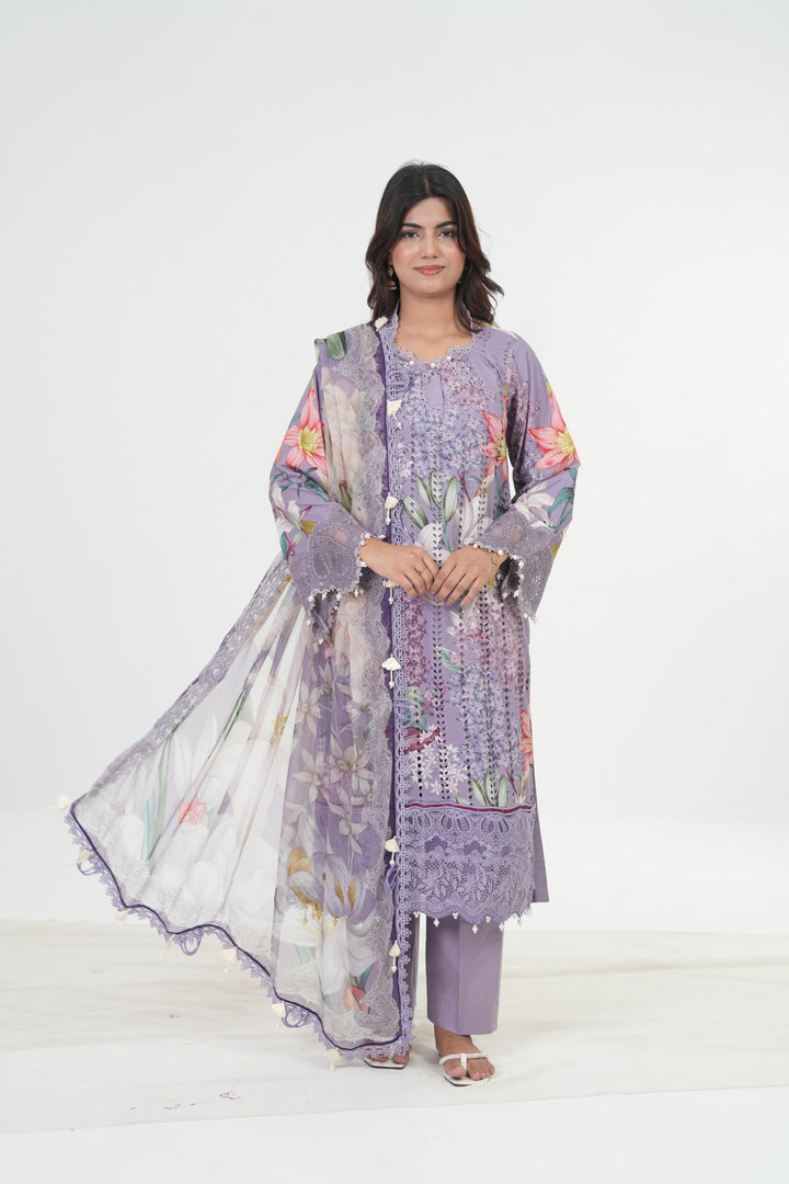 Embroidered Lawn Stitched Suit - Maria B M Print '26