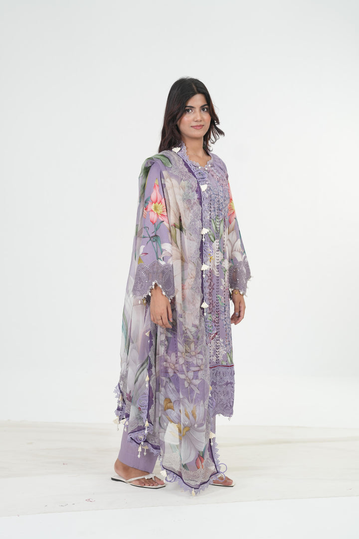 Embroidered Lawn Stitched Suit - Maria B M Print '26