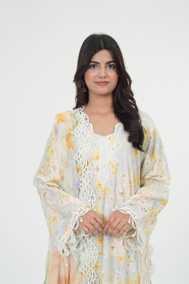 Embroidered Lawn Stitched Suit - Maria B M Print '26