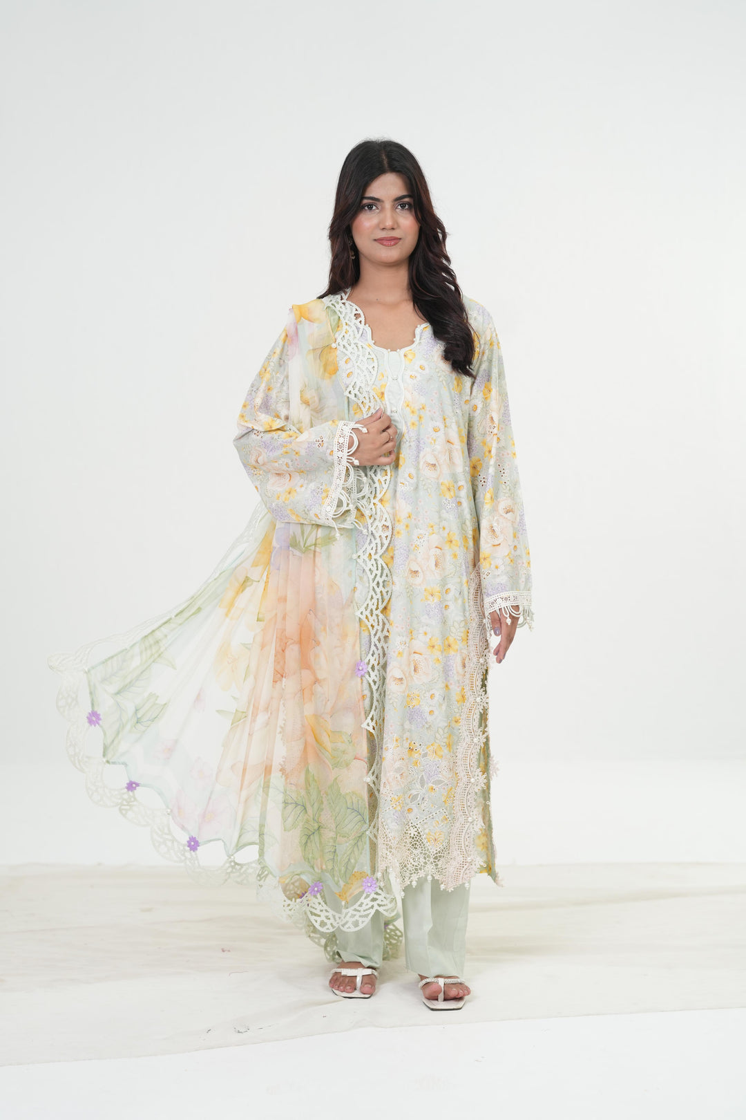 Embroidered Lawn Stitched Suit - Maria B M Print '26
