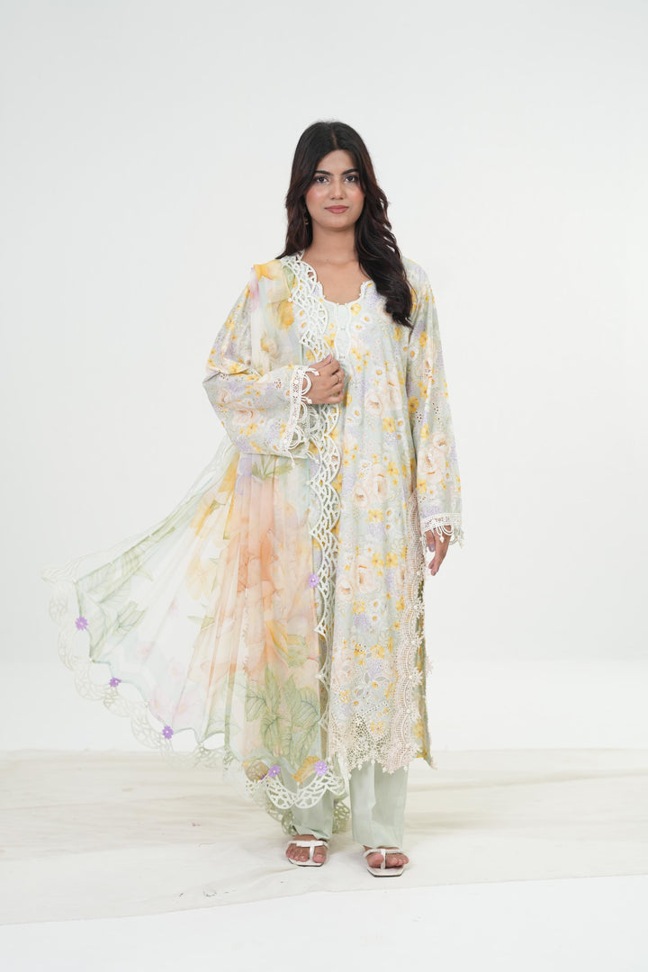 Embroidered Lawn Stitched Suit - Maria B M Print '26