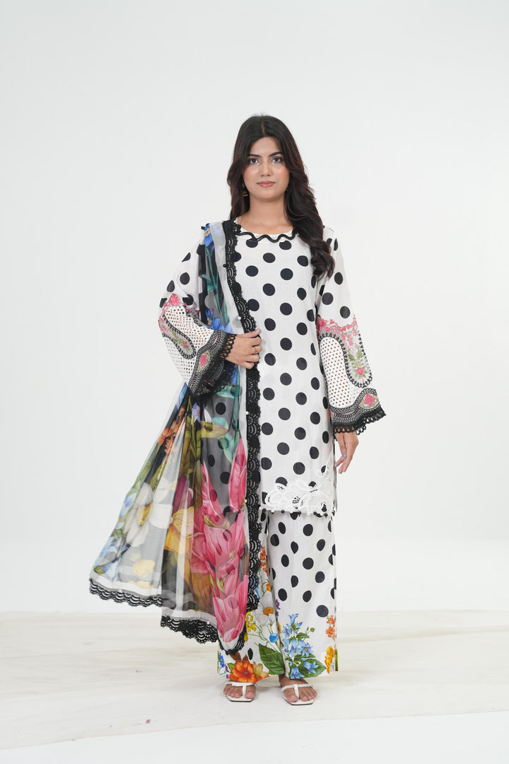 Embroidered Lawn Stitched Suit - Maria B M Print '26